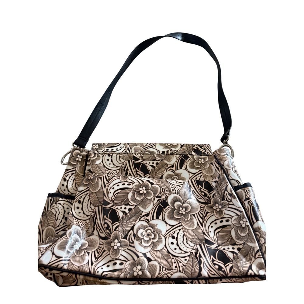 Miche Demi Shell Floral Shoulder Bag Black Cream Woodcut Botanical Print‎ Hobo
